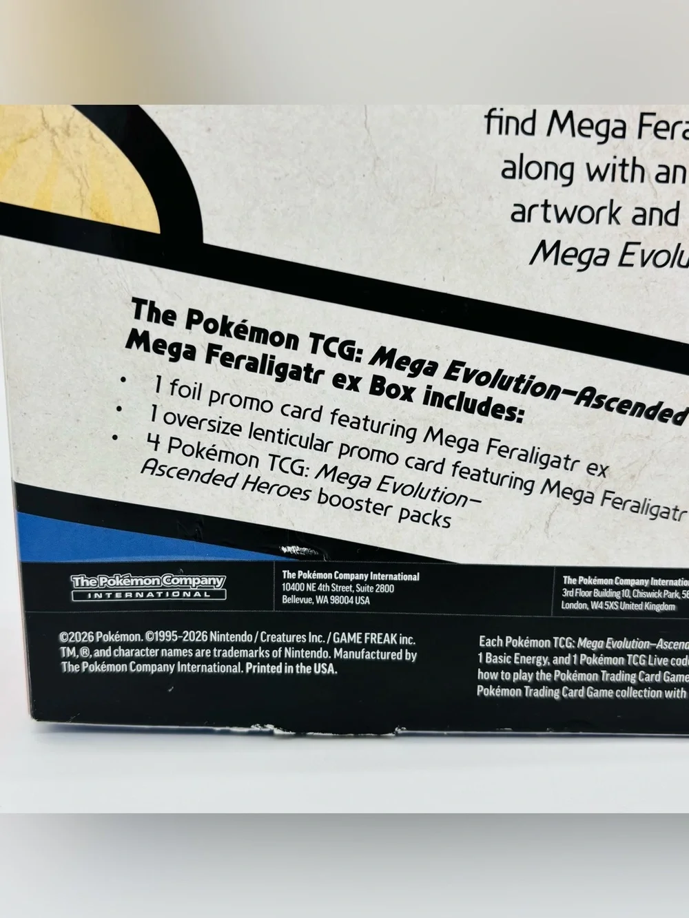 Pokemon TCG Mega Feraligatr ex Box Ascended Heroes Complete Sealed Damaged Box